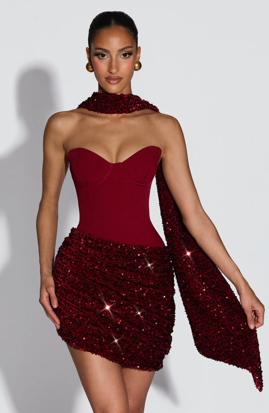 Denise Mini Dress - Wine