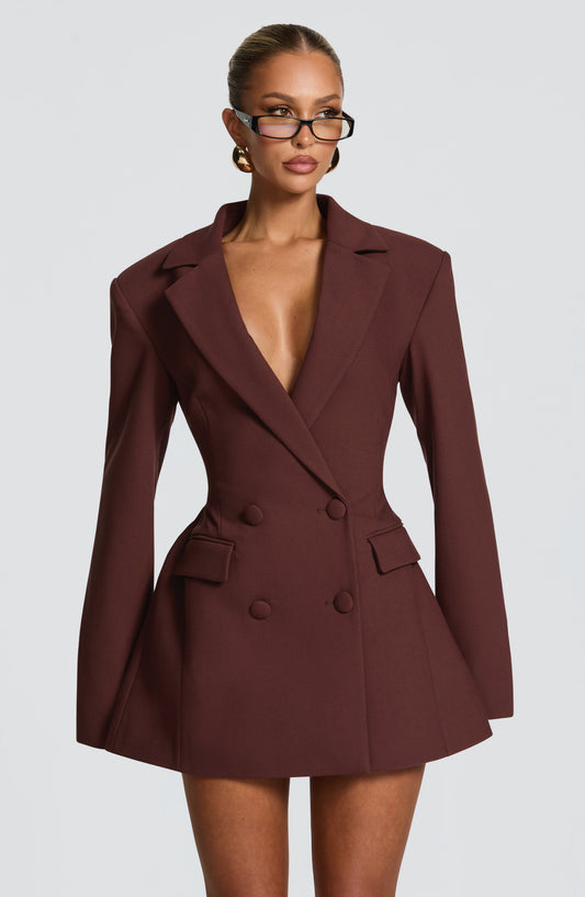 Elvira Mini Dress - Plum Brown